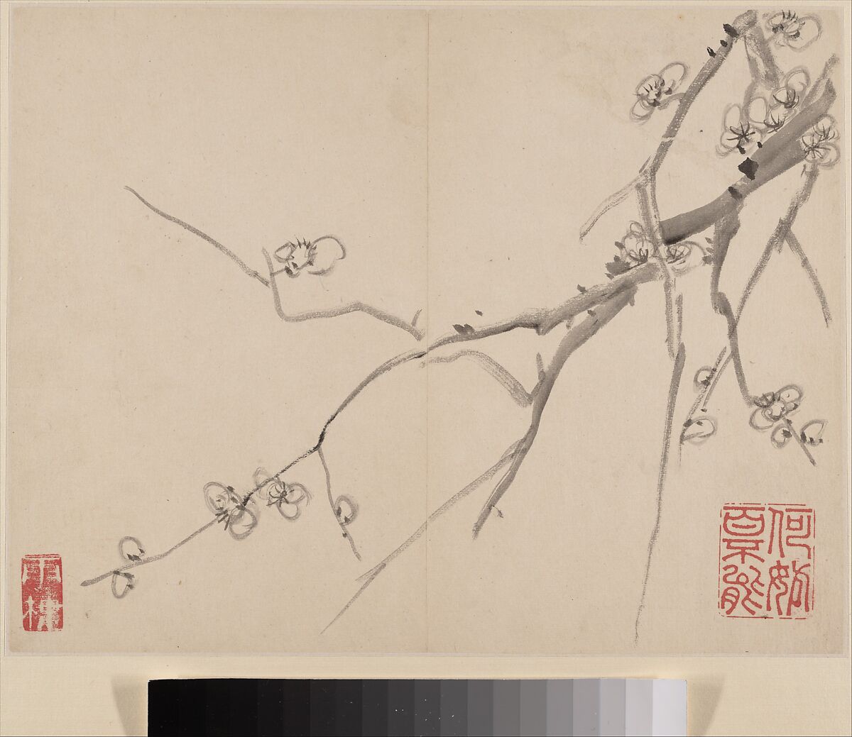 Album of Blossoming Plum, Li Fangying (Chinese, 1696–1754), Album of eight paintings; ink on paper, China