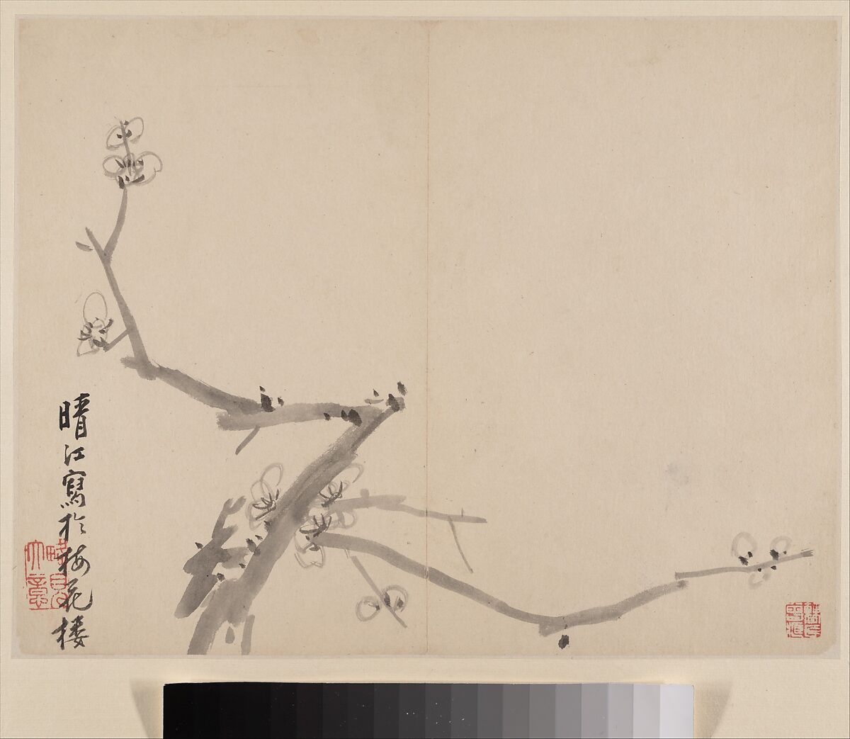 Album of Blossoming Plum, Li Fangying (Chinese, 1696–1754), Album of eight paintings; ink on paper, China