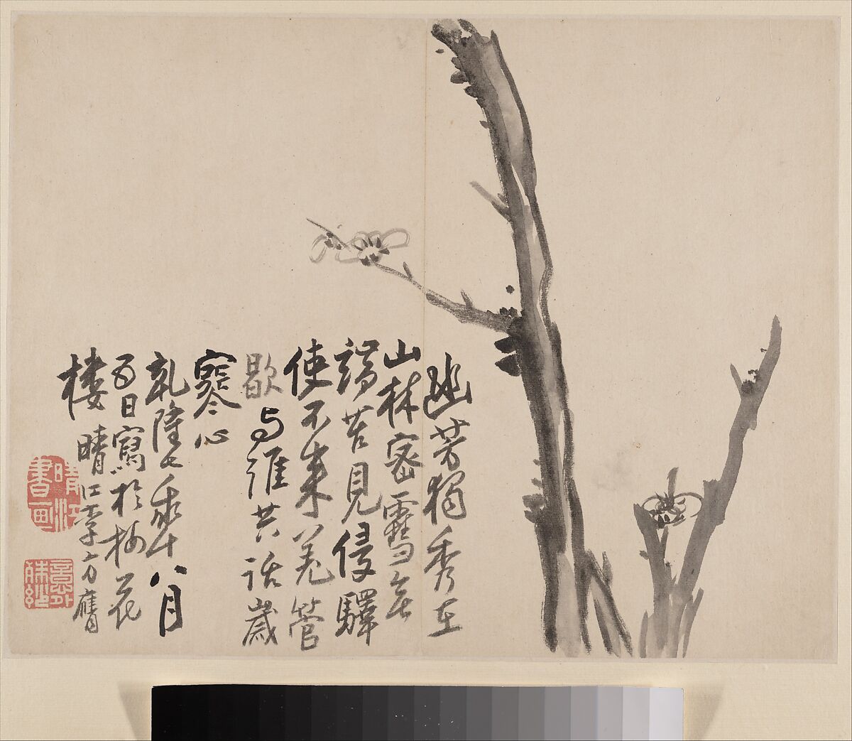 Album of Blossoming Plum, Li Fangying (Chinese, 1696–1754), Album of eight paintings; ink on paper, China