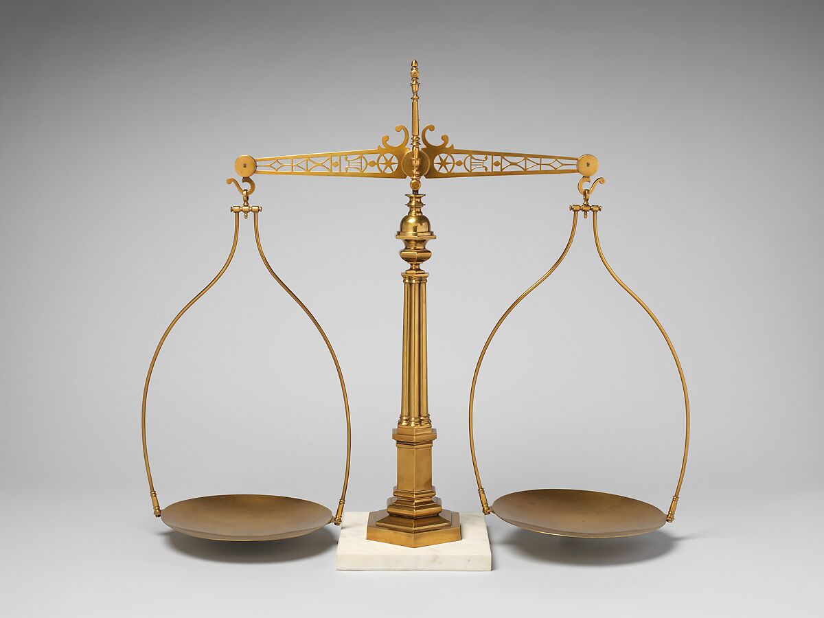 Balance scale, Henry N. Hooper and Company (ca. 1831–68), Brass, steel, and marble, American 