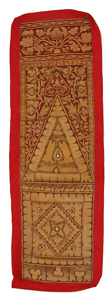 Ceremonial banner, Silk with gold-thread embroidery and cotton lining	, Sumatra (Aceh) 