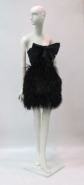 Dress, Bill Blass Ltd. (American, founded 1970), Silk, feathers, metal, American