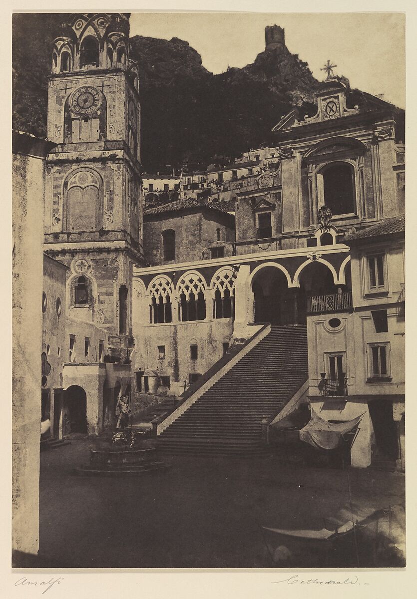 Amalfi, Cathedral, Firmin-Eugène Le Dien (French, 1817–1865), Salted paper print from a waxed paper negative 