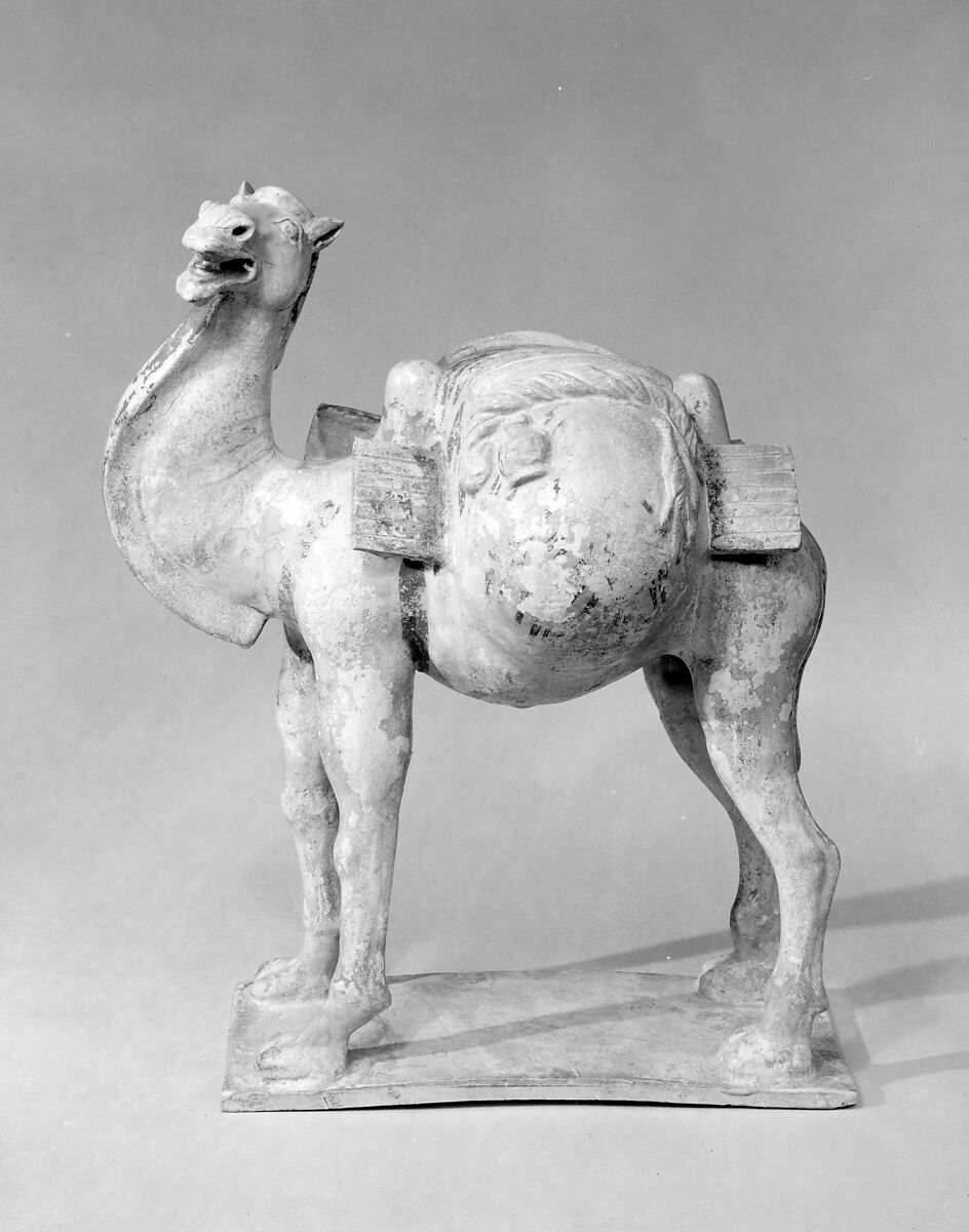 Camel with saddle bags, Glazed earthenware, China 
