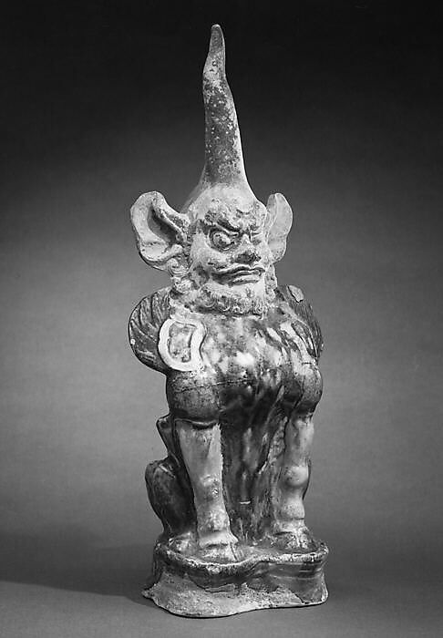 Tomb guardian beast (Zhenmushou), Earthenware with three color (sancai) glaze, China 