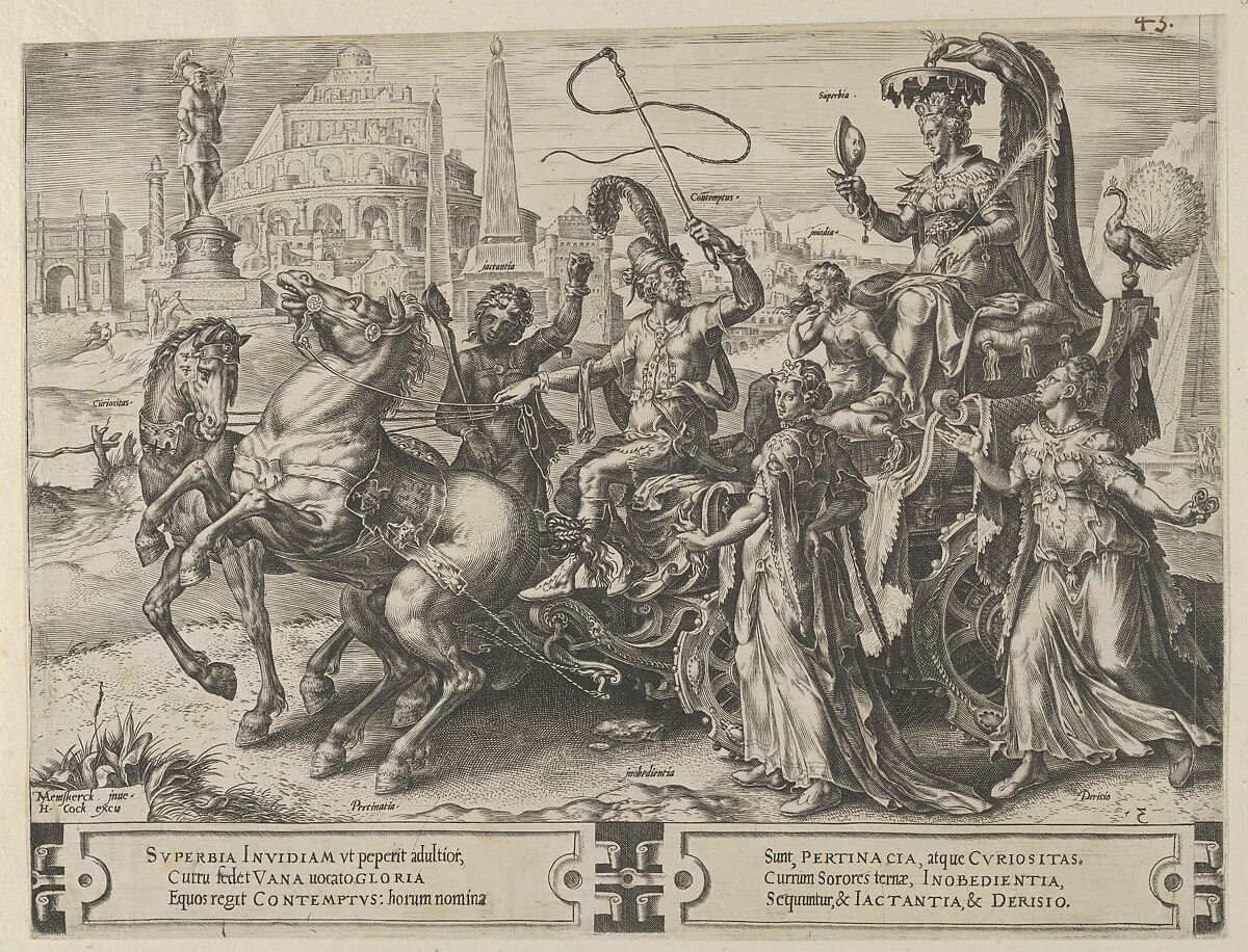 The Triumph of Pride, from The Cycle of the Vicissitudes of Human Affairs, plate 3, Cornelis Cort (Netherlandish, Hoorn ca. 1533–1578 Rome), Engraving; first state of three (New Hollstein) 