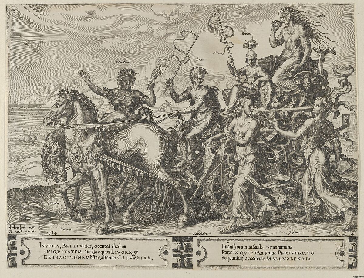The Triumph of Envy, from The Cycle of the Vicissitudes of Human Affairs, plate 4, Cornelis Cort (Netherlandish, Hoorn ca. 1533–1578 Rome), Engraving; first state of three (New Hollstein) 