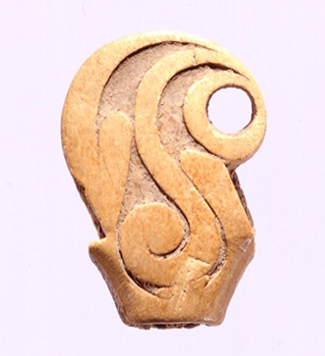 Carved Bone Finial, Bone, Northwest China 