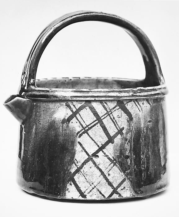 Ewer in the Shape of a Bucket, Seto ware, Oribe Revival type; glazed stoneware, Japan