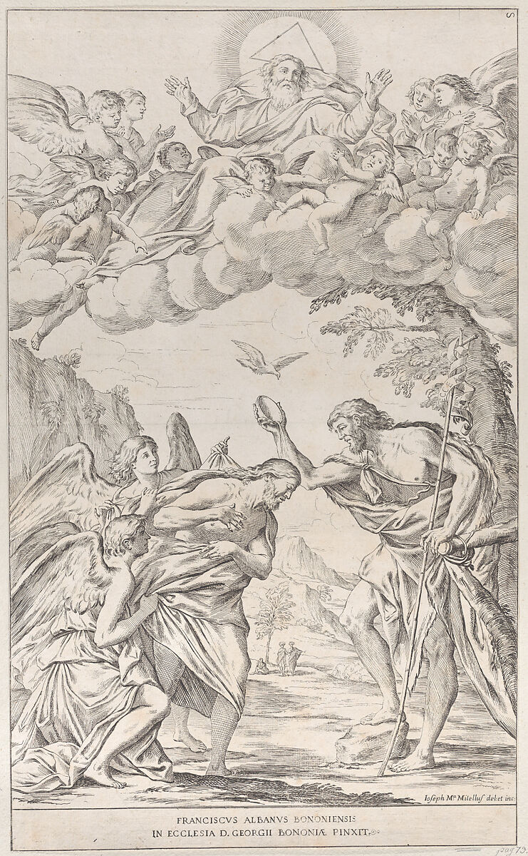 Plate 8: the Baptism of Christ, Giuseppe Maria Mitelli (Italian, Bologna (?) 1634–1718 Bologna), Etching 