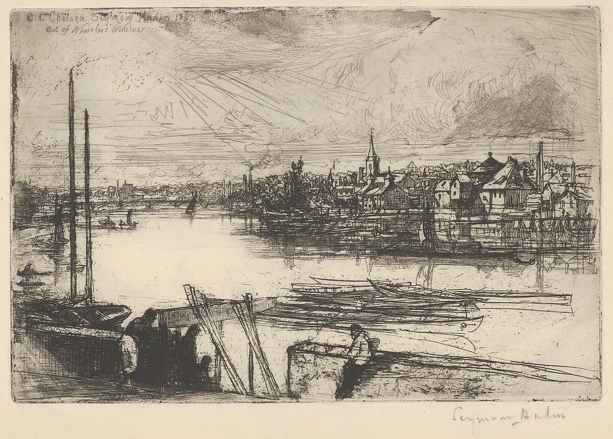 Battersea Reach, Sir Francis Seymour Haden (British, London 1818–1910 Bramdean, Hampshire), Etching with drypoint; first state of two (Harrington); fourth state of seven (Schneiderman) 