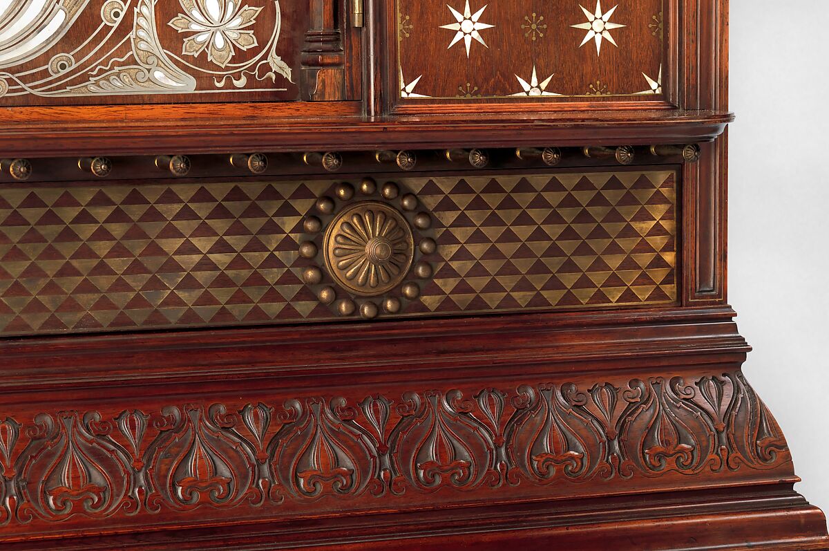 Cabinet, George A. Schastey &amp; Co. (American, New York, 1873–1897), Rosewood, mahogany, cherry, pine, pewter, brass, and mother-of-pearl, American