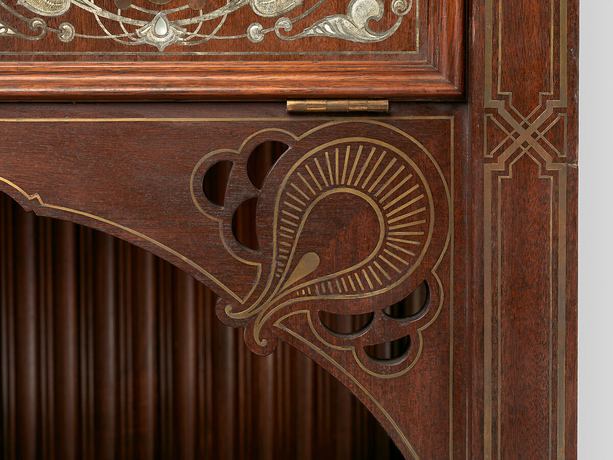 Cabinet, George A. Schastey &amp; Co. (American, New York, 1873–1897), Rosewood, mahogany, cherry, pine, pewter, brass, and mother-of-pearl, American