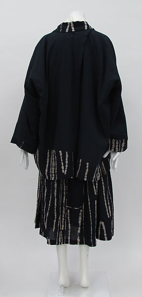 Ensemble, Comme des Garçons (Japanese, founded 1969), linen, synthetic, leather, mother-of-pearl, Japanese