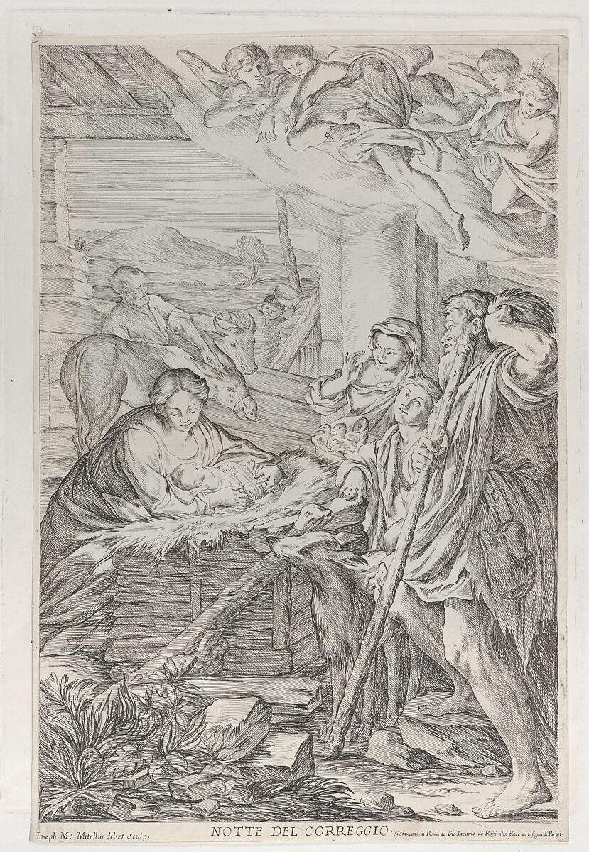 Adoration of the Shepherds, Giuseppe Maria Mitelli (Italian, Bologna (?) 1634–1718 Bologna), Etching 