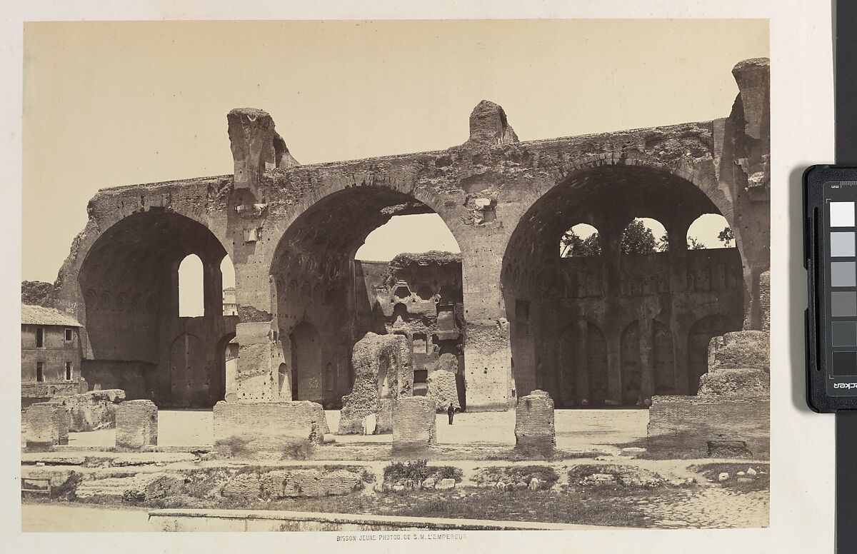 [Basilica of Maxentius and Constantine, Rome], Auguste-Rosalie Bisson (French, 1826–1900), Albumen silver print 