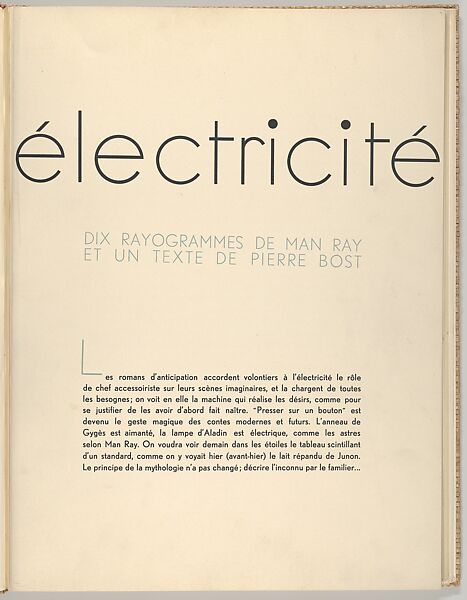 Électricité, Man Ray (American, Philadelphia, Pennsylvania 1890–1976 Paris), Photogravures