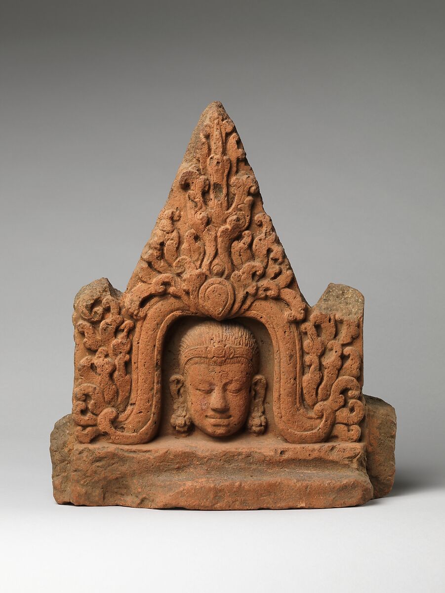 Antefix with Face of a Deity, Terracotta, Indonesia (Java) 