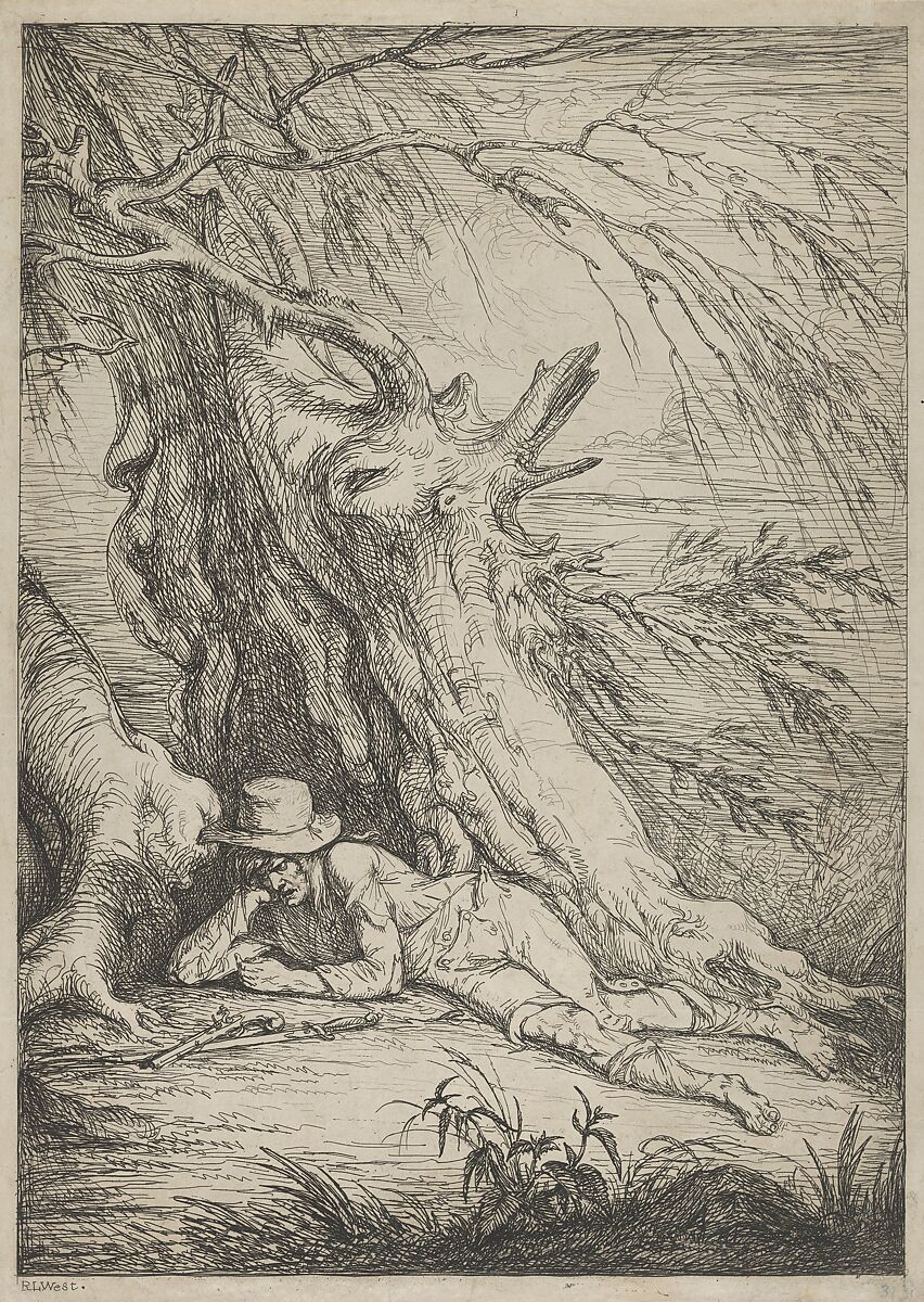 Bandit Beneath a Tree, Raphael Lamar West (British, London 1769–1850 Bushey Heath), Etching 