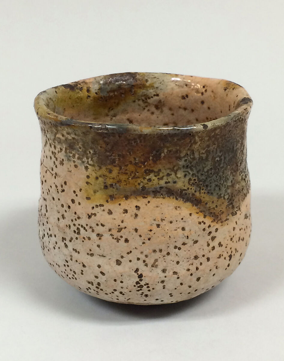 Teabowl, Clay, glaze, finely crackled and strongly pitted (Raku ware), Japan 