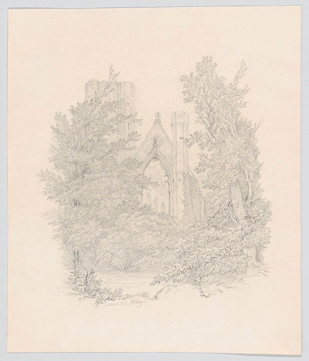 View of the West Facade of Dunkeld Cathedral, Carl Gustav Carus (German, Leipzig 1789–1869 Dresden), Graphite 