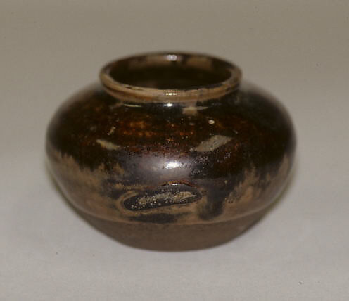 Tea jar, Reddish-brown clay, mottled brown glaze (Seto ware), Japan