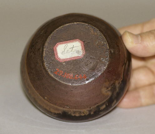 Tea jar, Reddish-brown clay, mottled brown glaze (Seto ware), Japan