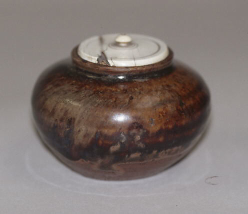 Tea jar, Reddish-brown clay, mottled brown glaze (Seto ware), Japan 