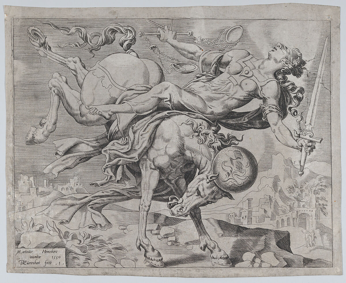 The World Disposing of Justice, from The Unrestrained World, plate 1, Dirck Volckertsz Coornhert (Netherlandish, Amsterdam 1519/22–1590 Gouda), Etching and Engraving; first state of two (New Hollstein) 