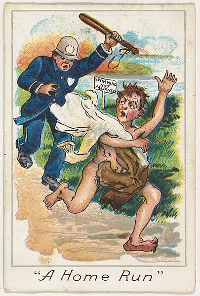 "A Home Run", from the Baseball Comics series (T203), Issued by P.H. Mayo &amp; Brother, Richmond, Virginia (American), Commercial color lithograph 