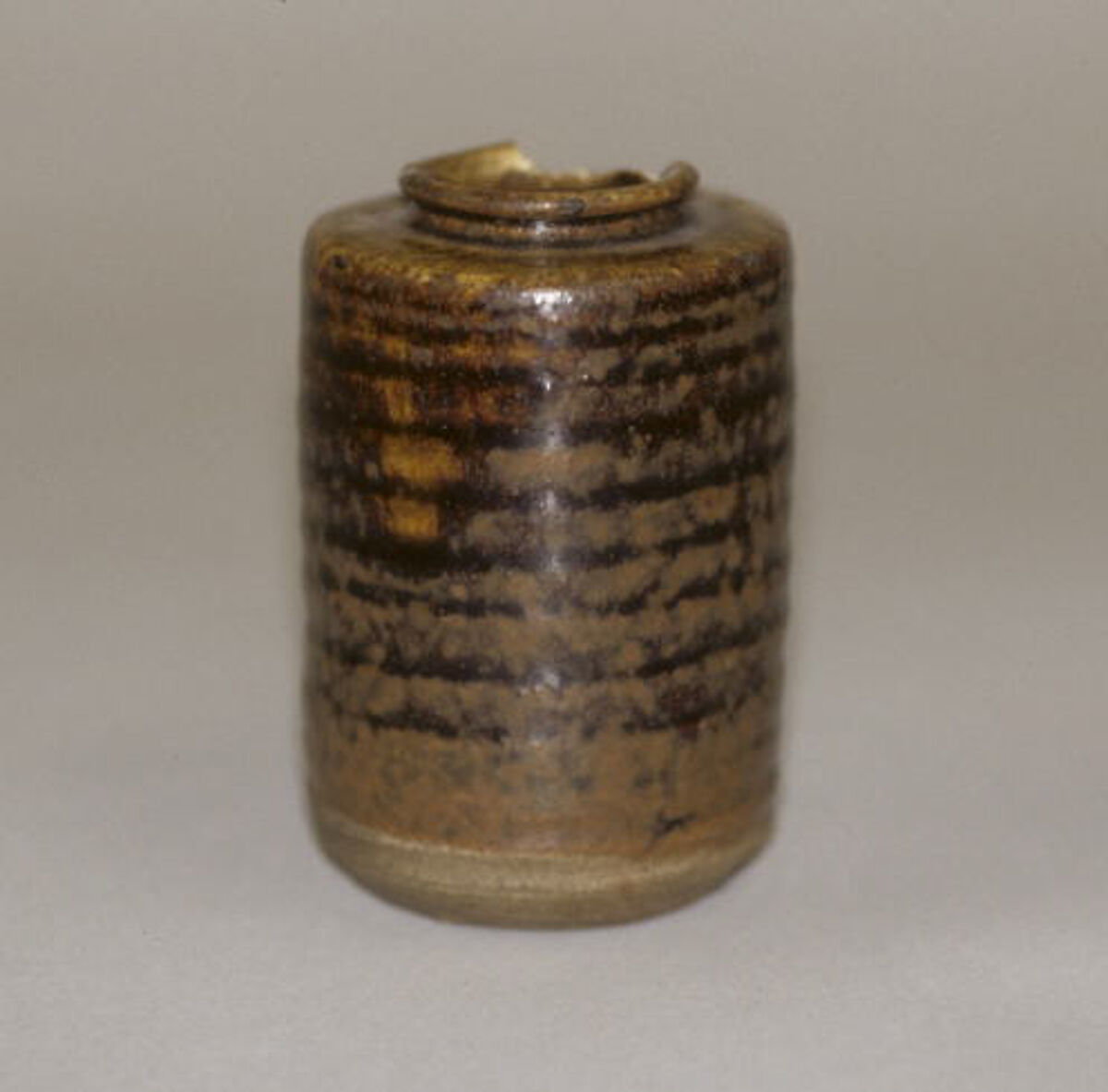 Tea jar, Clay, mottled light and dark brown glaze; (Seto ware), Japan