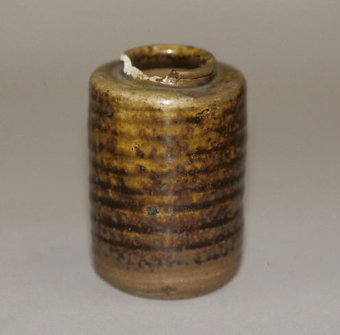 Tea jar, Clay, mottled light and dark brown glaze; (Seto ware), Japan