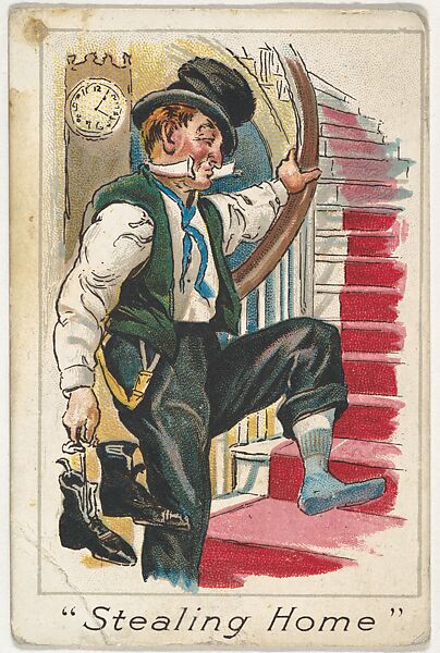 Stealing Home, from the Baseball Comics series (T203), Issued by P.H. Mayo &amp; Brother, Richmond, Virginia (American), Commercial color lithograph 