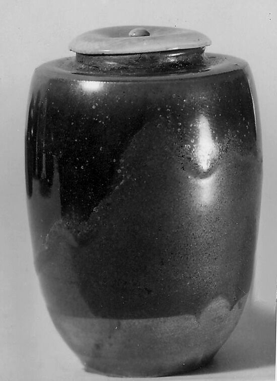 Tea jar, Clay, reddish brown underglaze and richly mottled overglaze running into large drops (Takatori ware), Japan 