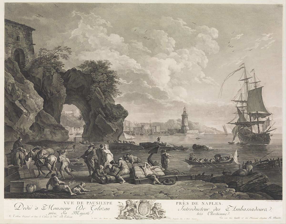 Vue de Pausilype Près de Naples, Robert Daudet (French, Lyon 1737–1824 Paris), Etching 