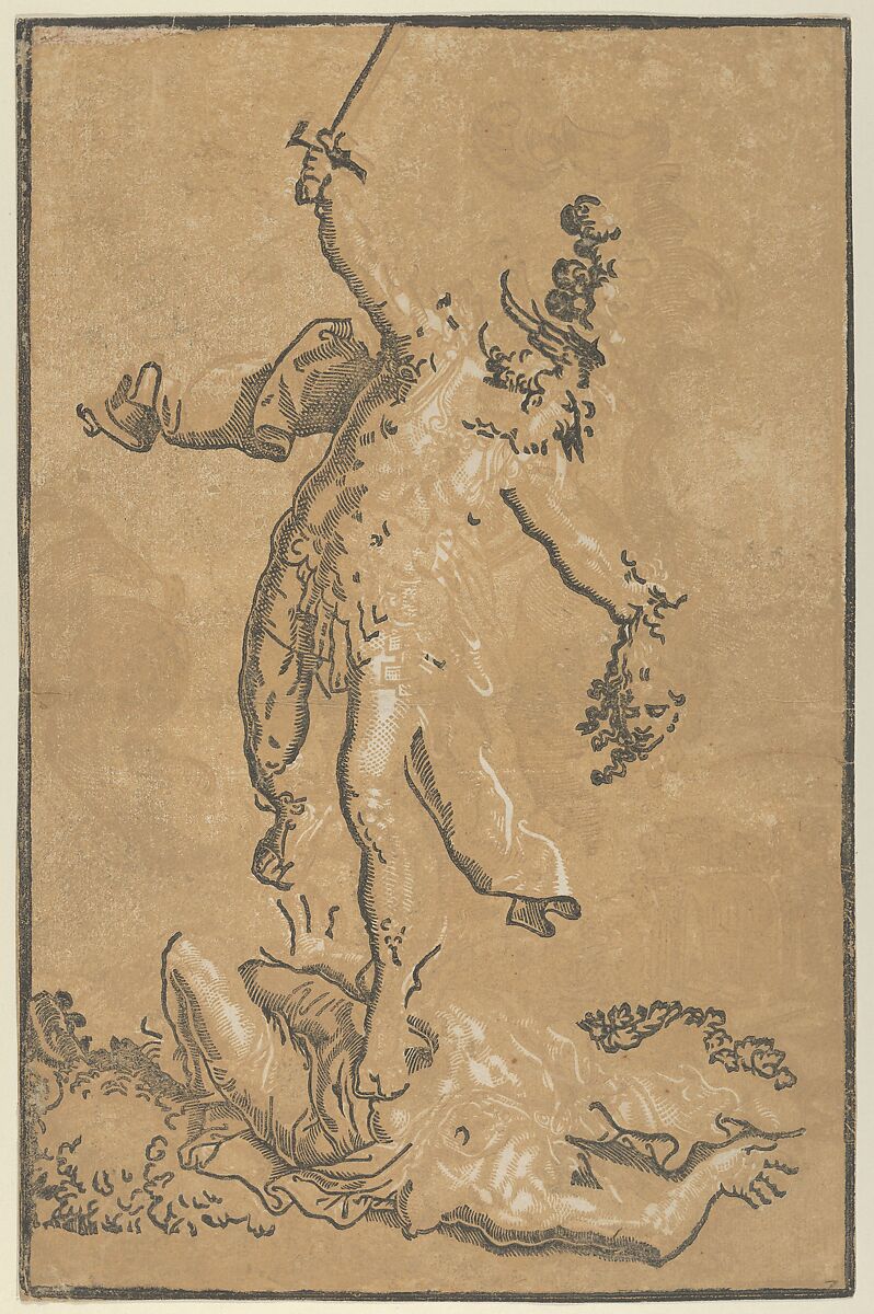 Perseus, Attributed to Antonio Spano (Italian, active ca. 1570s), Chiaroscuro woodcut from three blocks in brown 