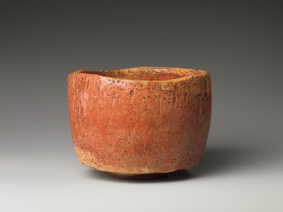 Red Raku Tea Bowl (copy of the Kaga Kōetsu Tea Bowl), Style of Hon'ami Kōetsu (Japanese, 1558–1637), Earthenware with red slip under clear lead glaze (Raku ware), Japan