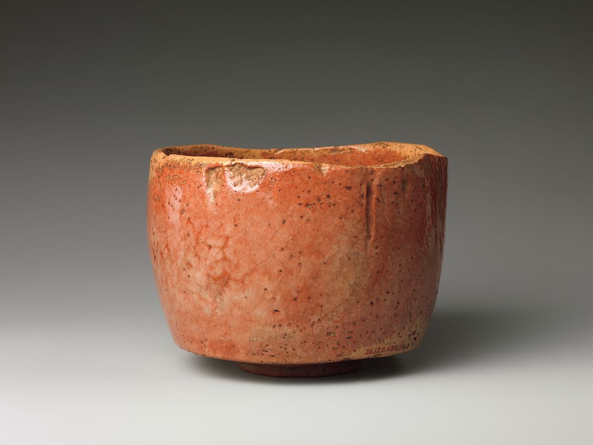 Red Raku Tea Bowl (copy of the Kaga Kōetsu Tea Bowl), Style of Hon'ami Kōetsu (Japanese, 1558–1637), Earthenware with red slip under clear lead glaze (Raku ware), Japan