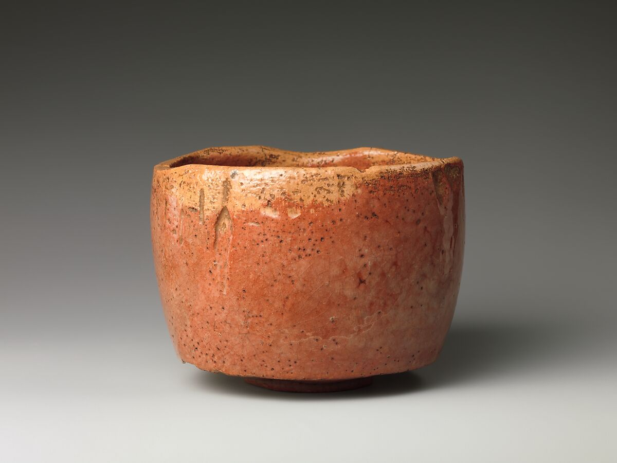 Red Raku Tea Bowl (copy of the Kaga Kōetsu Tea Bowl), Style of Hon'ami Kōetsu (Japanese, 1558–1637), Earthenware with red slip under clear lead glaze (Raku ware), Japan