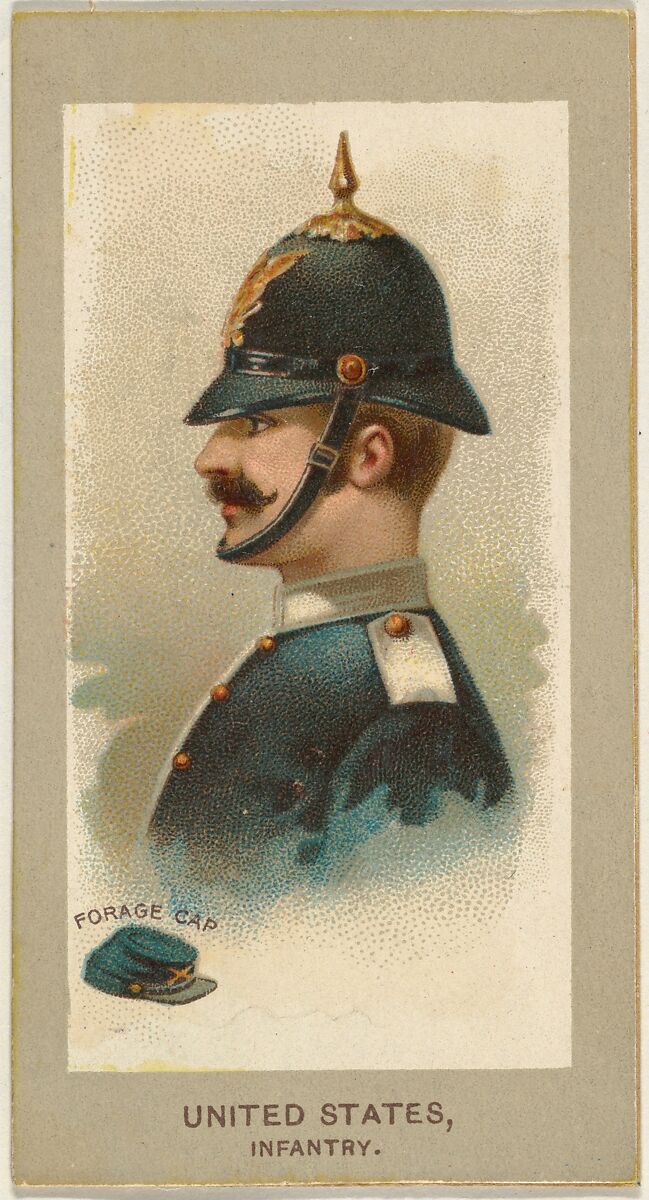 Forage Cap, Infantry, United States, from the Military Uniforms series (T182) issued by Abdul Cigarettes, Issued by Abdul Cigarettes (American), Commercial color lithograph 