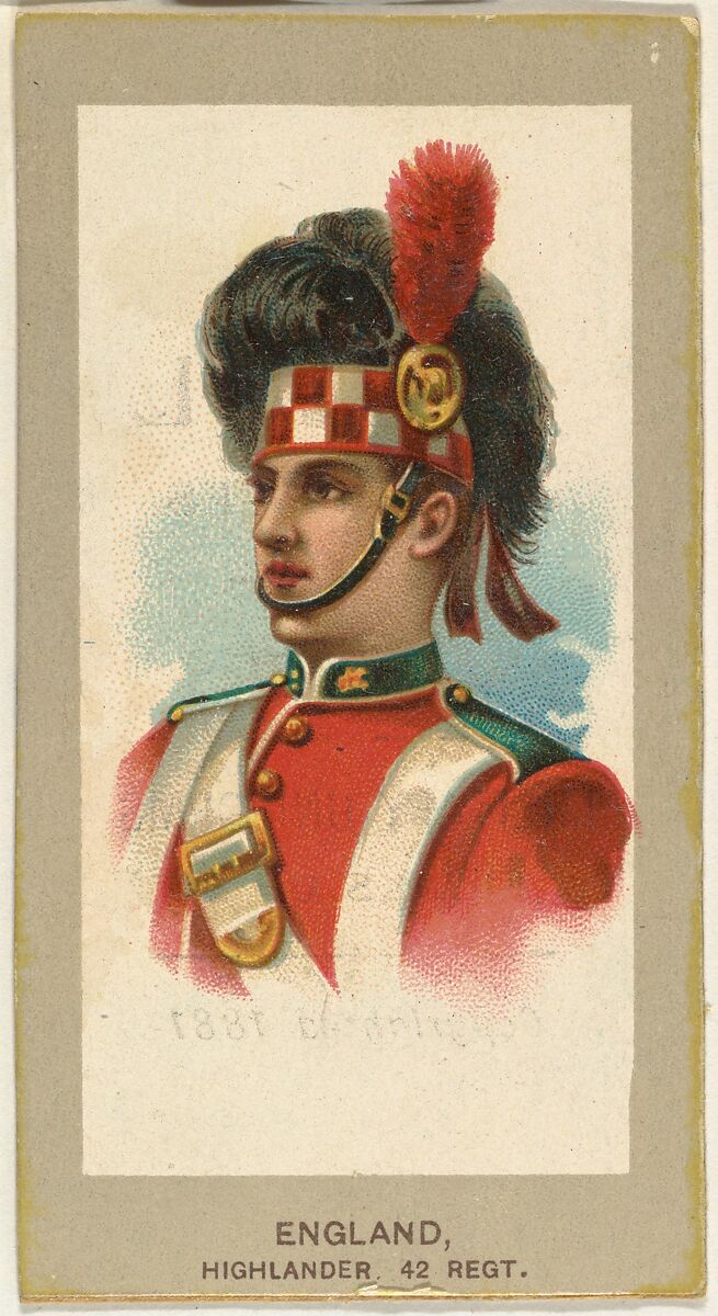 Highlander, 42nd Regiment, England, from the Military Uniforms series (T182) issued by Abdul Cigarettes, Issued by Abdul Cigarettes (American), Commercial color lithograph 