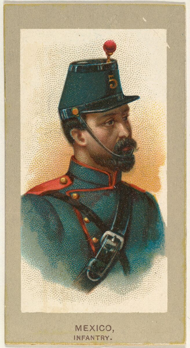 Infantry, Mexico, from the Military Uniforms series (T182) issued by Abdul Cigarettes, Issued by Abdul Cigarettes (American), Commercial color lithograph 