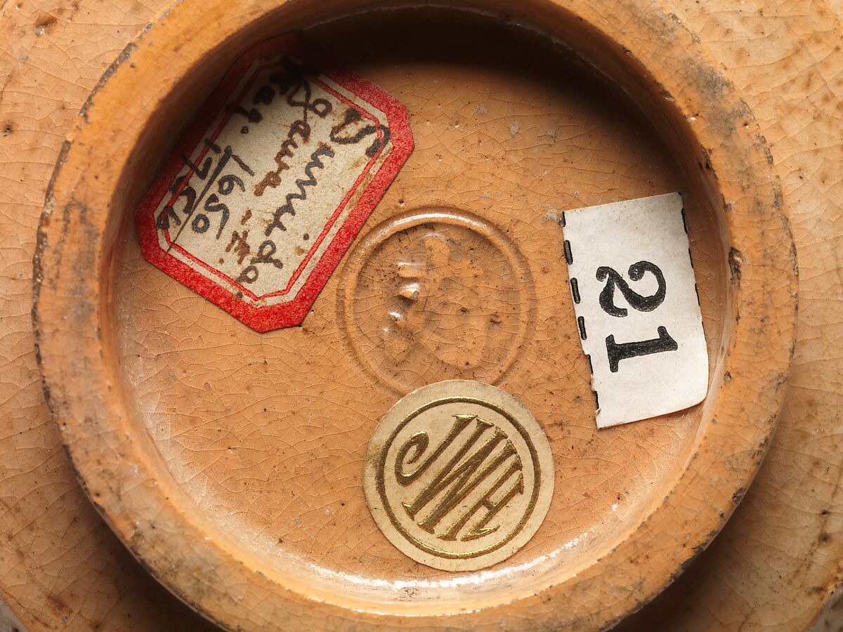 Teabowl, Kikkutei II (?), Clay; thin, light glaze with decoration white underglaze (Sumidagawa pottery), Japan
