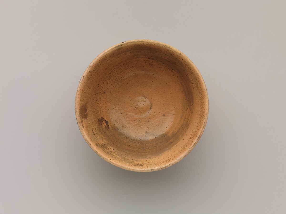 Teabowl, Kikkutei II (?), Clay; thin, light glaze with decoration white underglaze (Sumidagawa pottery), Japan