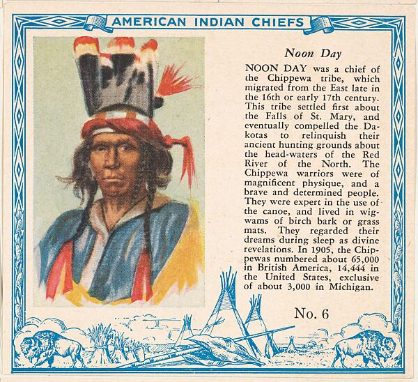 red indian tobacco Issued by Red Man Chewing Tobacco - Card No. 6, Noon Day, from the Indian  Chiefs series (T129) issued by Red Man Chewing Tobacco