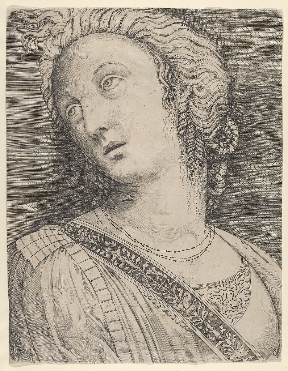 Bust of a woman with her head turned to the left, Attributed to Jacopo de&#39; Barbari (Italian, active Venice by 1497–died by 1516 Mechelen or Brussels), Engraving 