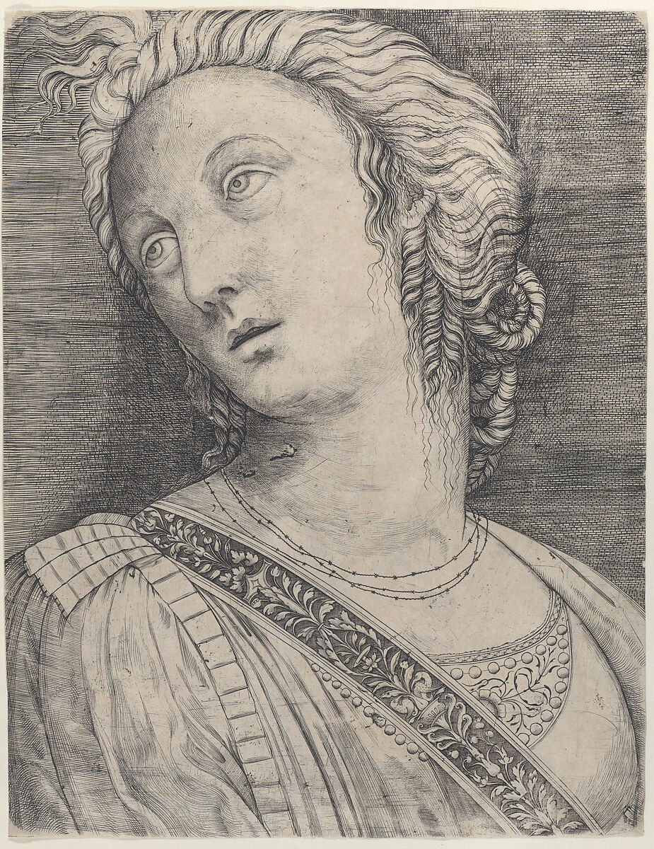 Bust of a woman with her head turned to the left, Attributed to Jacopo de' Barbari (Italian, active Venice by 1497–died by 1516 Mechelen or Brussels), Engraving