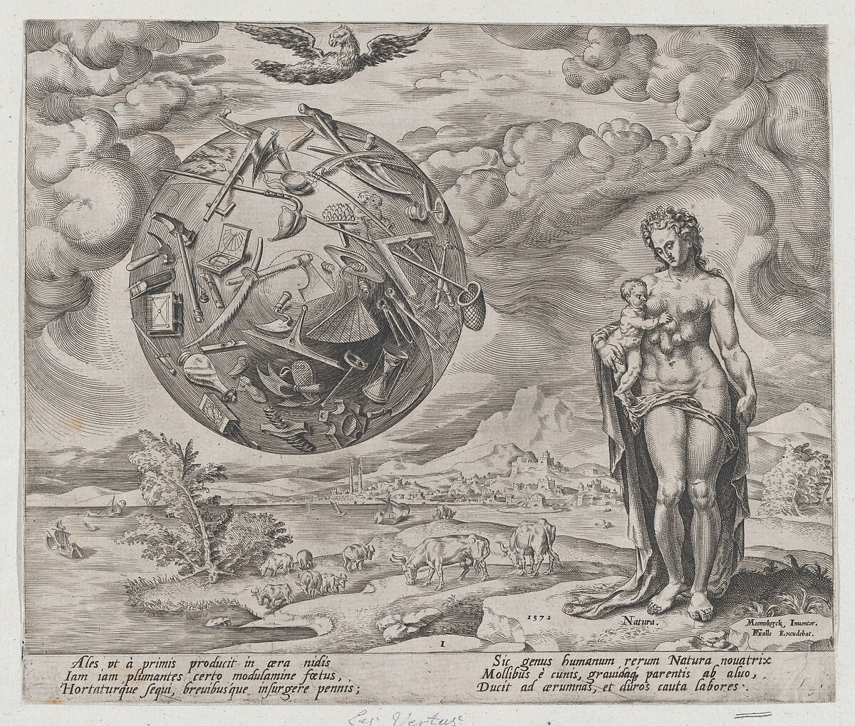 Man Born to Toil, from The Reward of Labour and Diligence, plate 1, Philips Galle (Netherlandish, Haarlem 1537–1612 Antwerp), Engraving, second state of four (New Hollstein) 