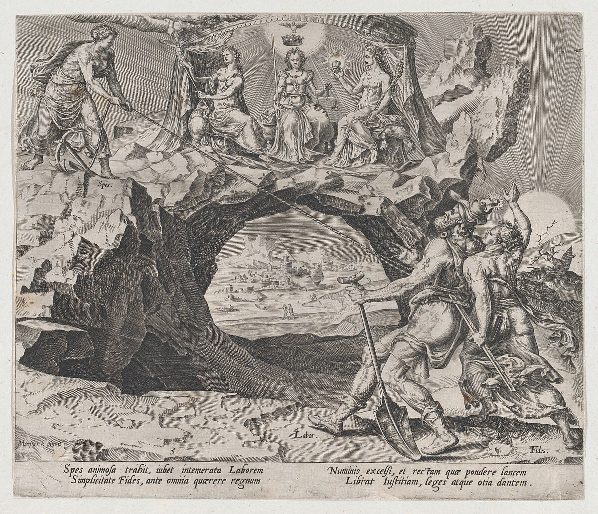 The Diligent Worker Aspiring to the Righteousness of the Lord, from The Reward of Labour and Diligence, plate 3, Philips Galle (Netherlandish, Haarlem 1537–1612 Antwerp), Engraving, second state of three (New Hollstein) 