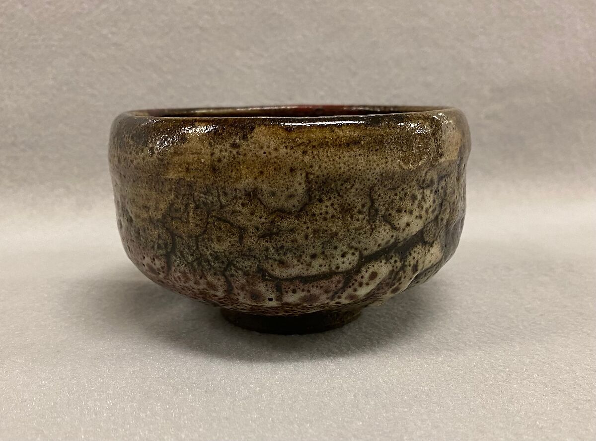 Teabowl, Raku Tannyu (Japanese, 1795–1854), Clay covered, except for spots on foot, by glaze and overglaze which has turned black (Raku ware), Japan 